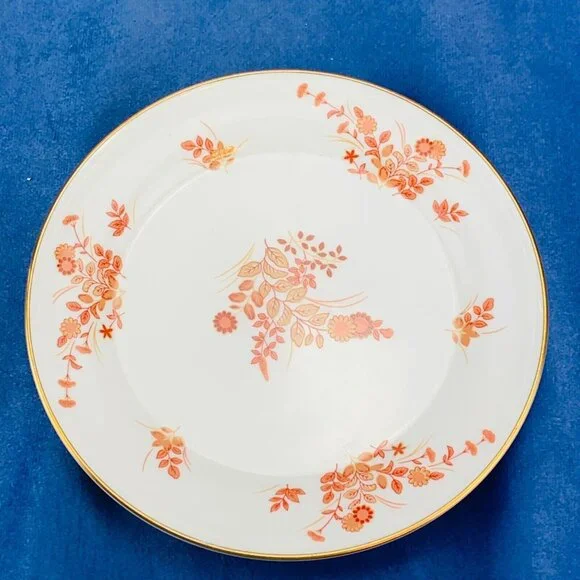 Mikasa EASTWIND Oriental Rust Floral Gold Trim Bone China Plates Place Set of 3 - Picture 2 of 9